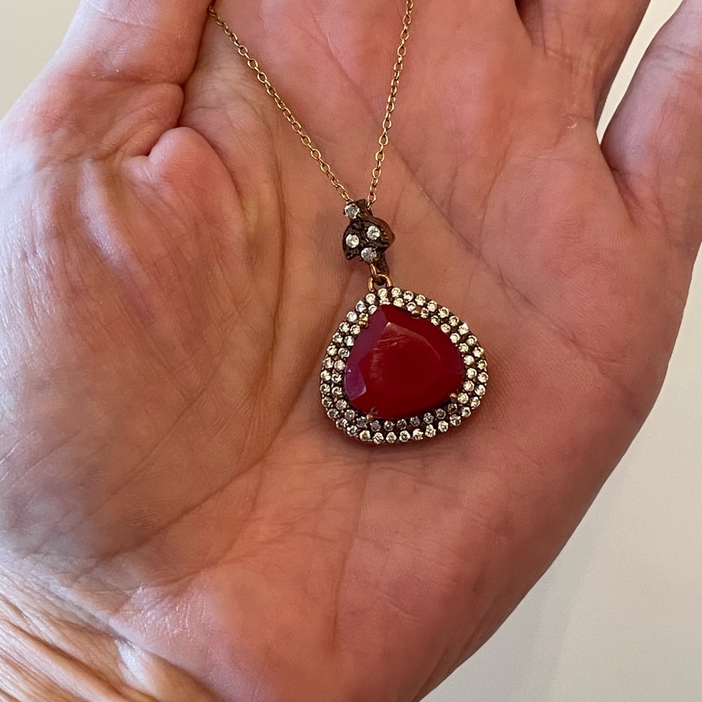 Solid Sterling Silver 20 Inch Silver Turkish Ruby… - image 2